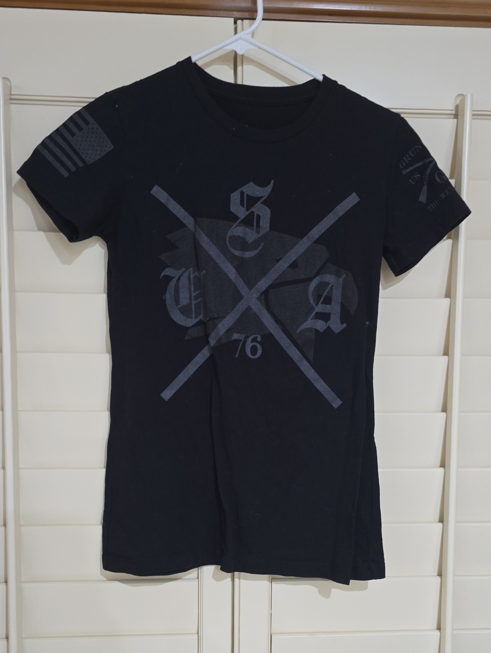 Grunt Style Black Tee with Gray Print